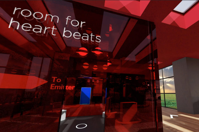 Ein virtueller Raum im transparenten Flamco Rot